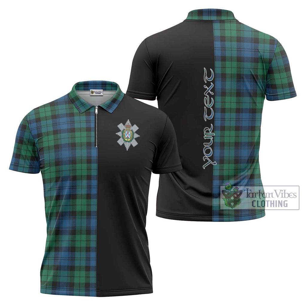 Black Watch Ancient Tartan Zipper Polo Shirt with Family Crest and Half Of Me Style Unisex - Tartanvibesclothing Shop