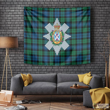 Black Watch Ancient Tartan Tapestry Wall Hanging and Home Decor for Room with Family Crest