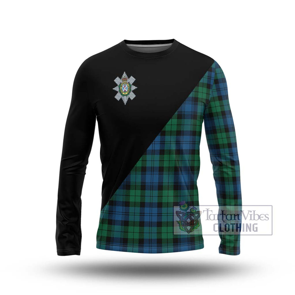 Black Watch Ancient Tartan Long Sleeve T-Shirt with Family Crest and Military Logo Style Unisex - Tartanvibesclothing Shop