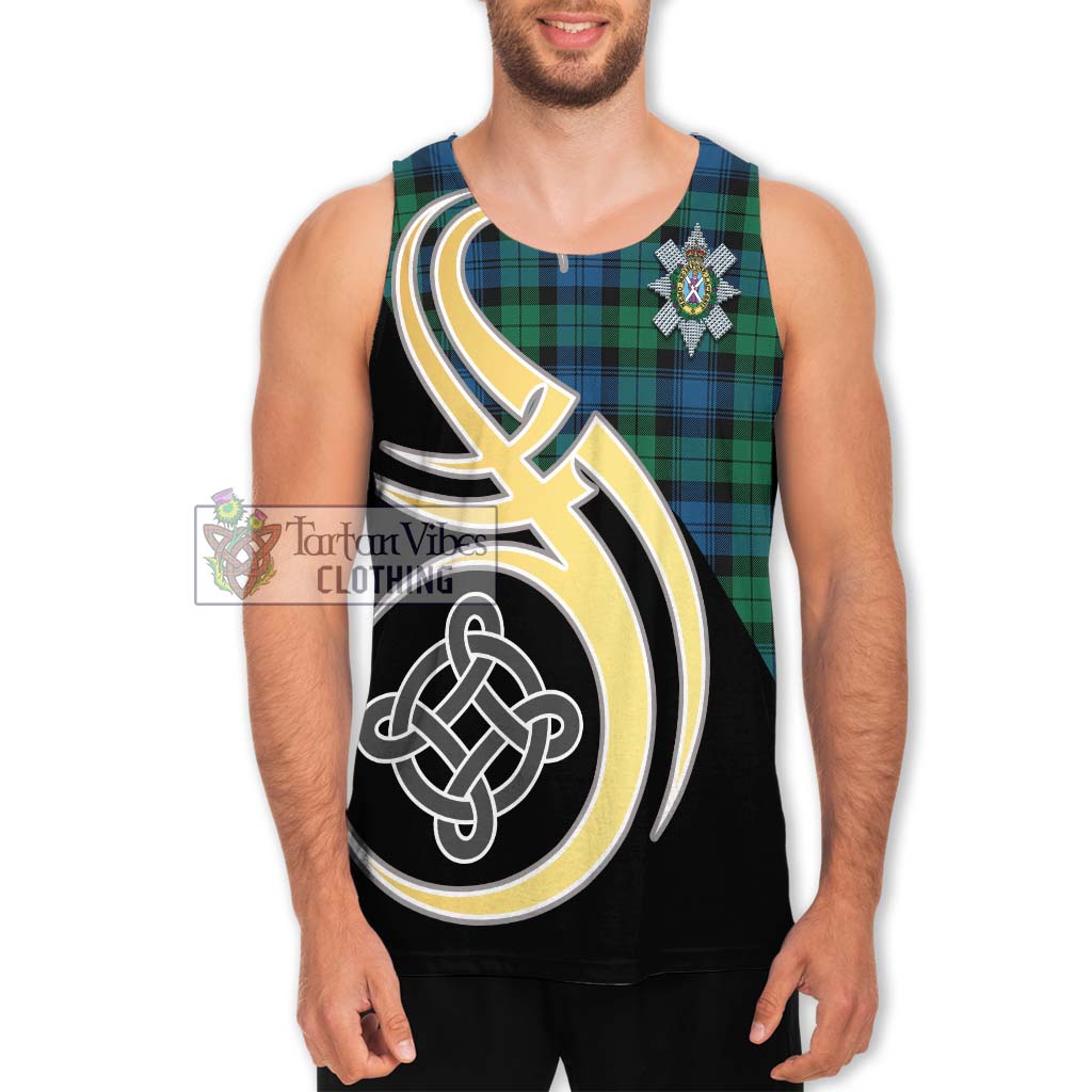 Black Watch Ancient Tartan Men's Tank Top with Family Crest and Celtic Symbol Style Men - Tartan Vibes Clothing