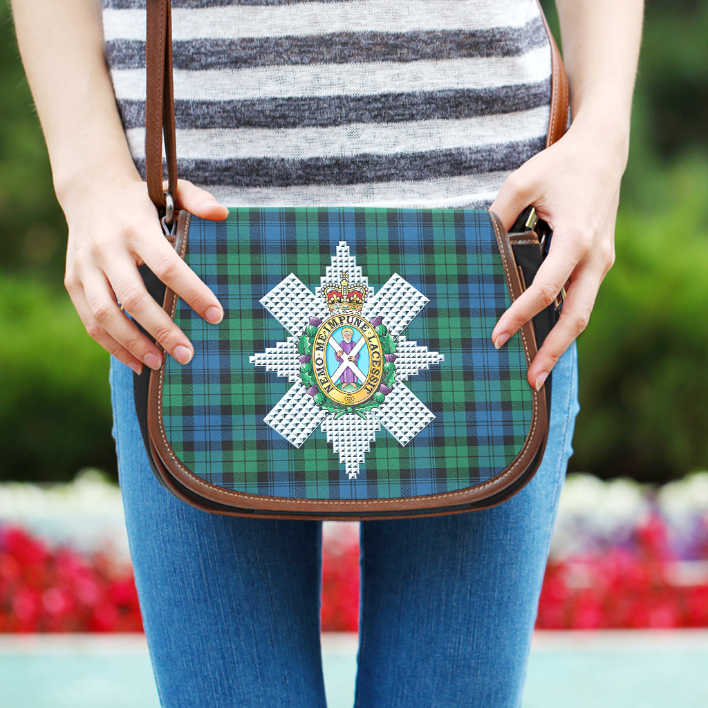 Black Watch Ancient Tartan Saddle Bag with Family Crest One Size - Tartan Vibes Clothing