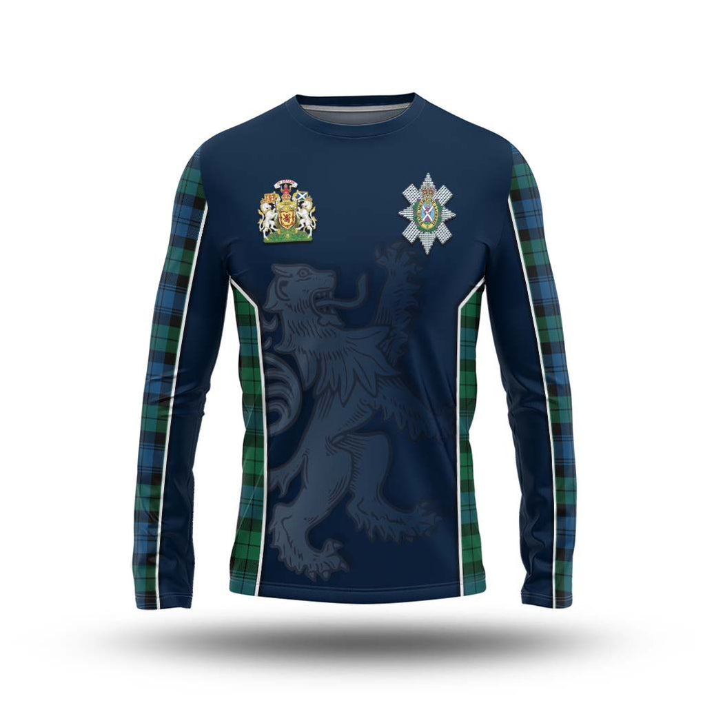 Black Watch Ancient Tartan Long Sleeve T-Shirt with Family Crest and Lion Rampant Vibes Sport Style Unisex - Tartan Vibes Clothing