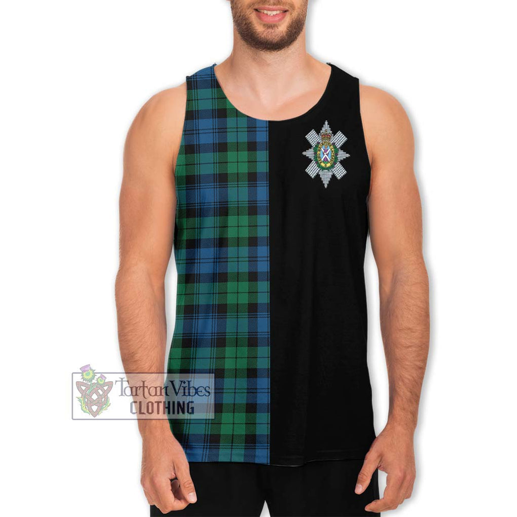 Black Watch Ancient Tartan Men's Tank Top with Family Crest and Half Of Me Style Men - Tartanvibesclothing Shop