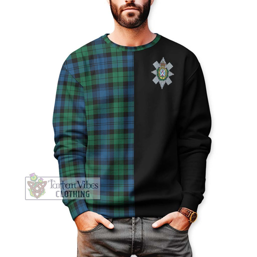 Black Watch Ancient Tartan Sweatshirt with Family Crest and Half Of Me Style Unisex - Tartanvibesclothing Shop