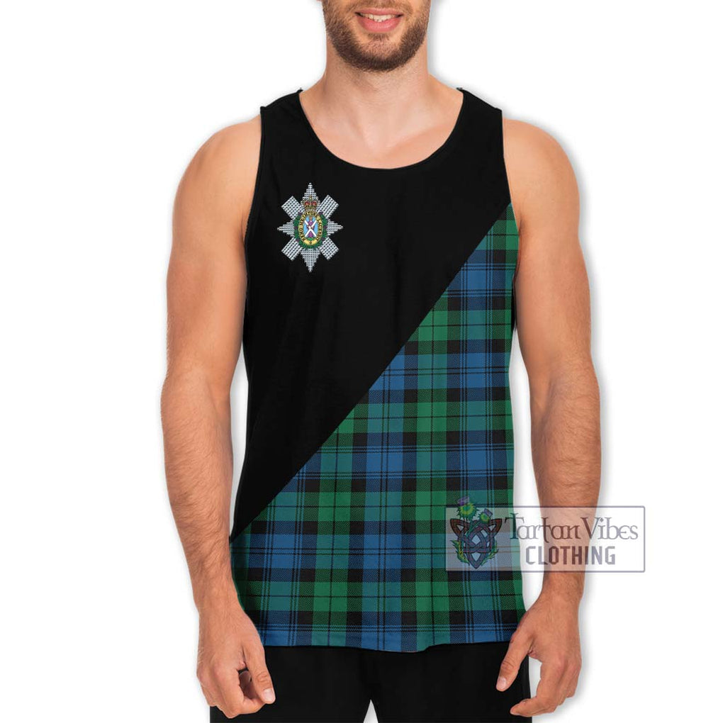 Black Watch Ancient Tartan Men's Tank Top with Family Crest and Military Logo Style Men - Tartanvibesclothing Shop