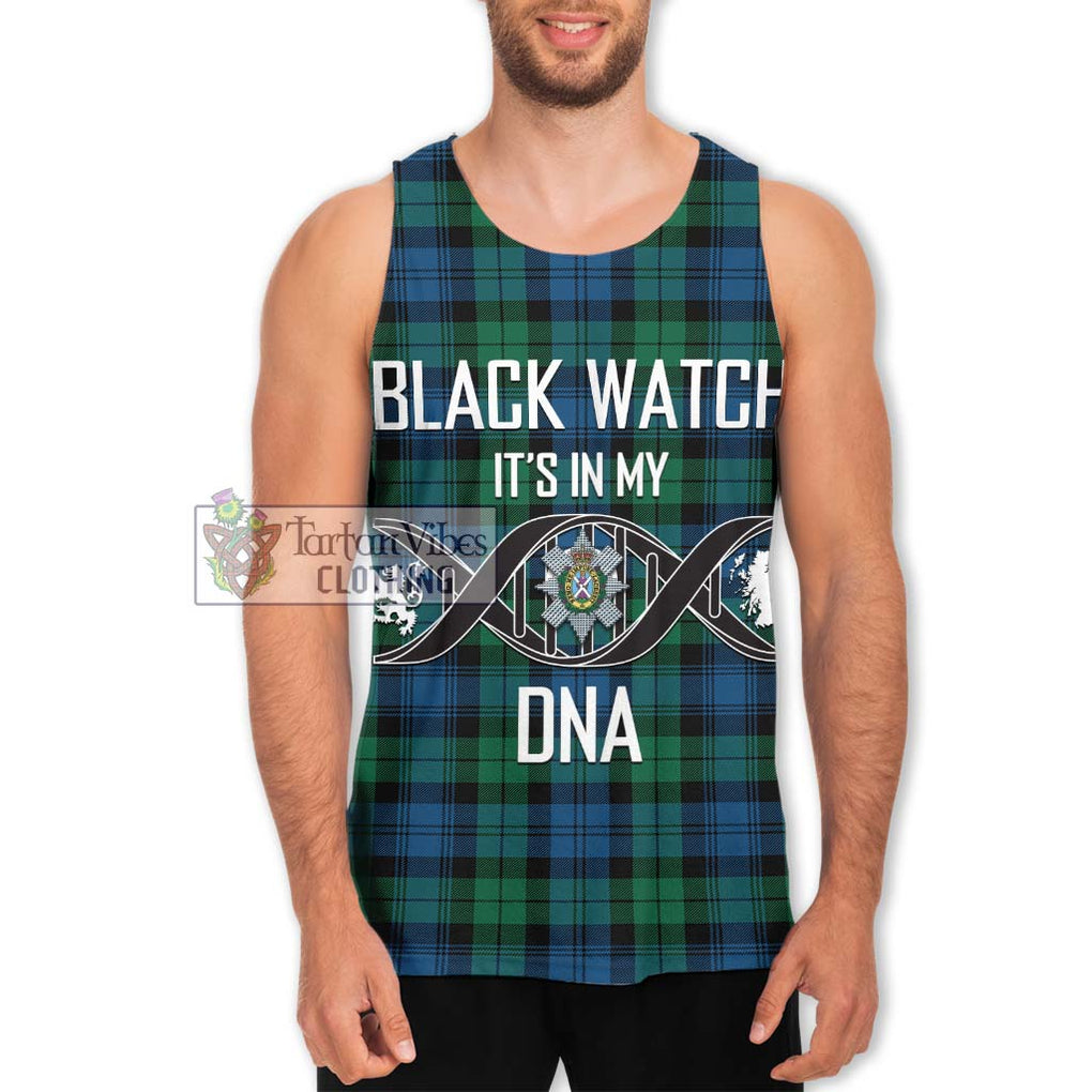 Black Watch Ancient Tartan Men's Tank Top with Family Crest DNA In Me Style Men - Tartanvibesclothing Shop