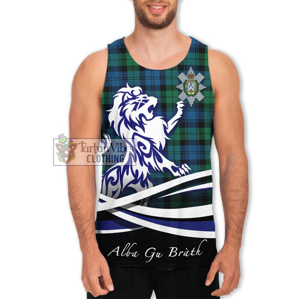 Black Watch Ancient Tartan Men's Tank Top with Alba Gu Brath Regal Lion Emblem Men - Tartanvibesclothing Shop