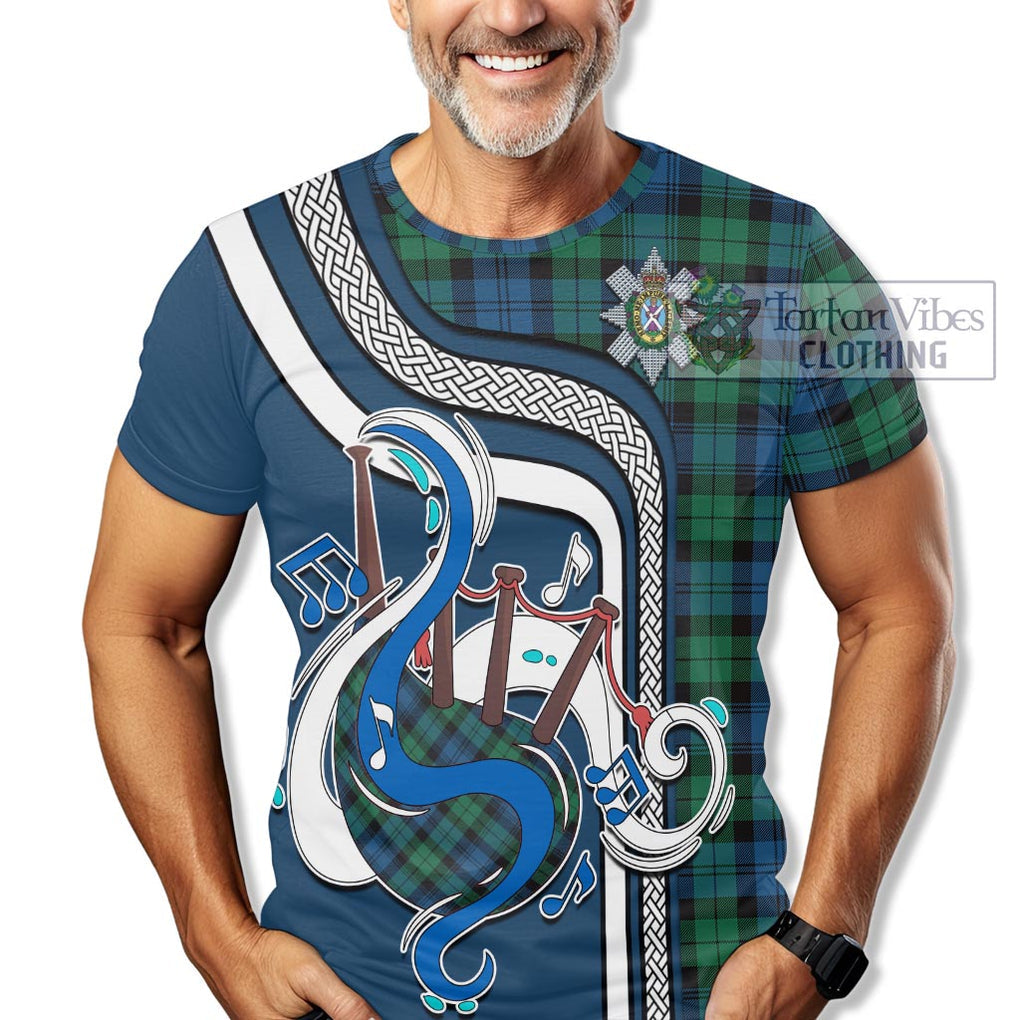 Black Watch Ancient Tartan T-Shirt with Epic Bagpipe Style Kid's Shirt - Tartanvibesclothing Shop