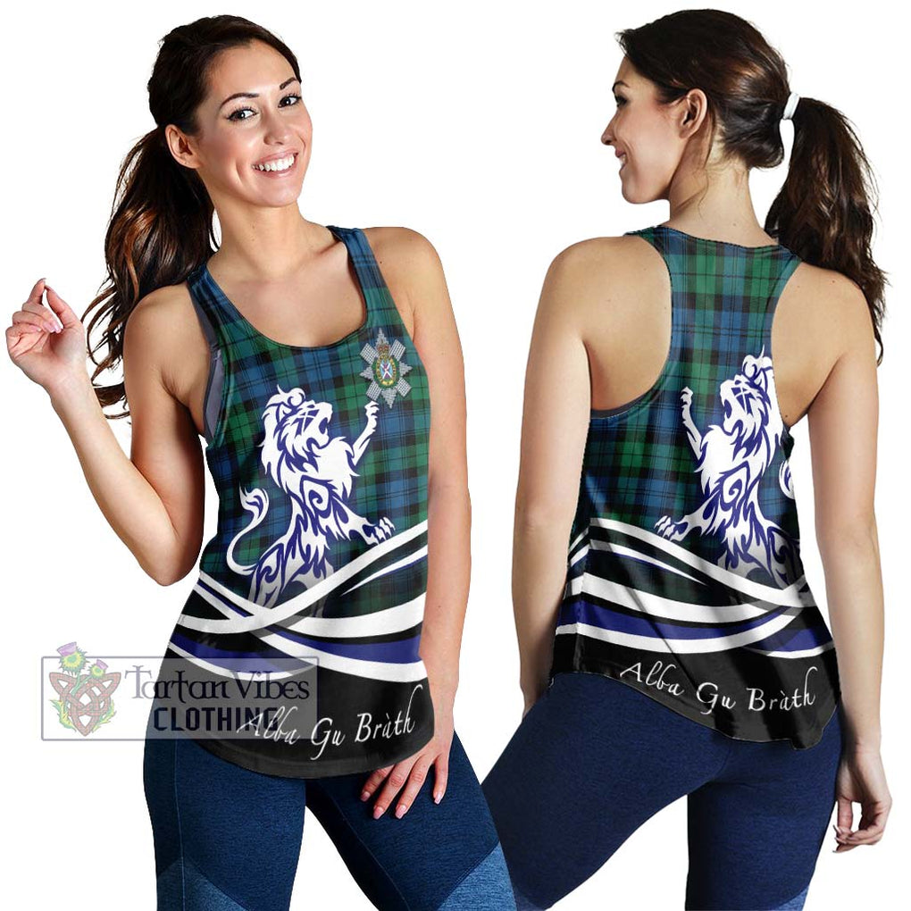 Black Watch Ancient Tartan Women's Racerback Tanks with Alba Gu Brath Regal Lion Emblem 4XL - Tartanvibesclothing Shop