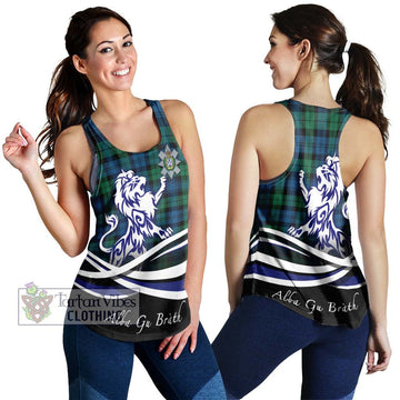 Black Watch Ancient Tartan Women's Racerback Tanks with Alba Gu Brath Regal Lion Emblem