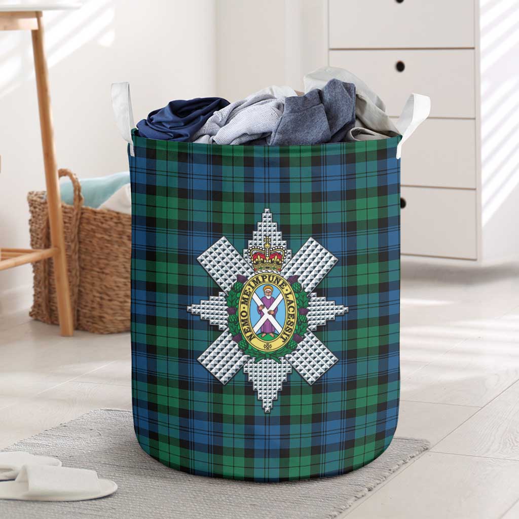 Black Watch Ancient Tartan Laundry Basket with Family Crest One Size - Tartanvibesclothing Shop