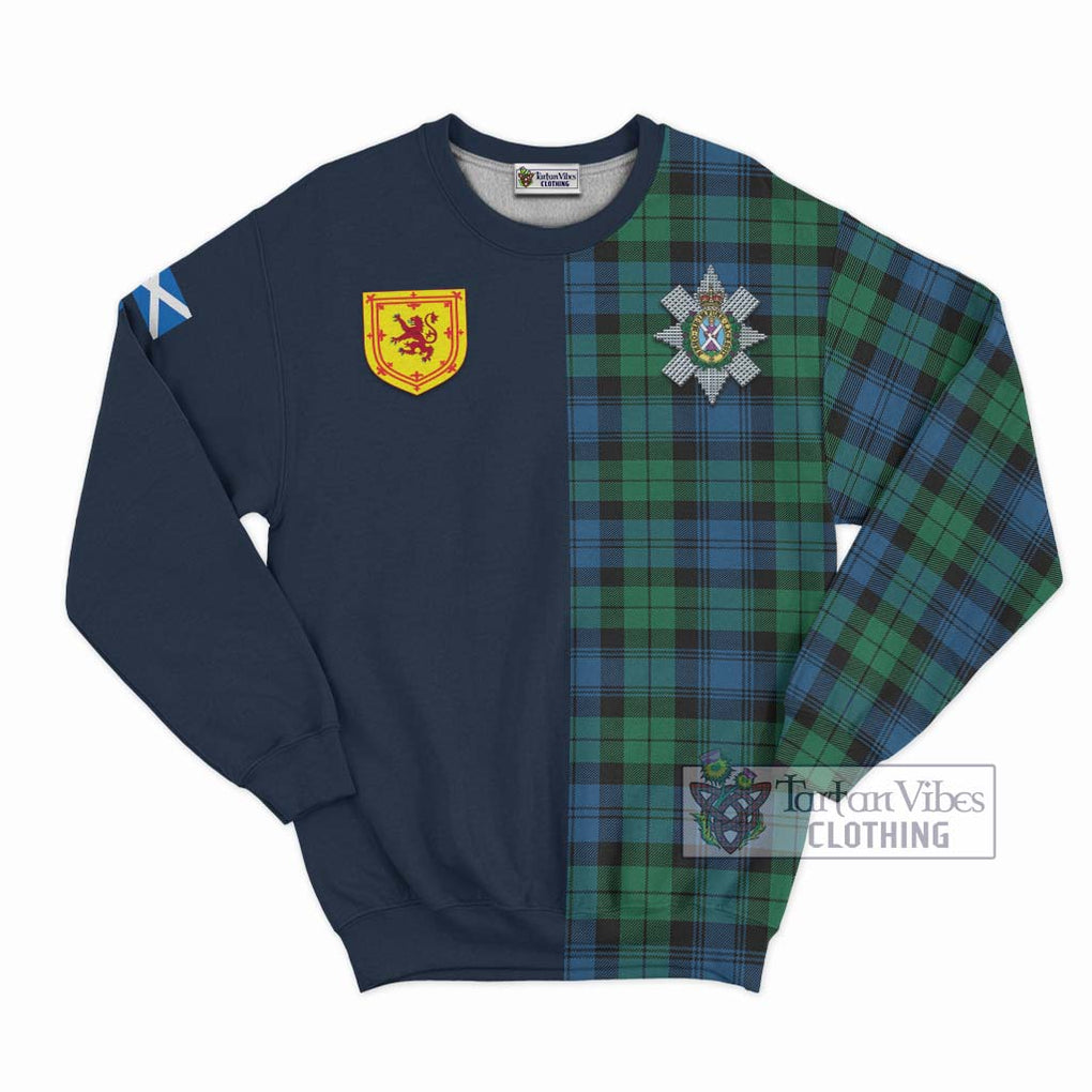 Tartan Vibes Clothing Black Watch Ancient Tartan Sweatshirt with Scottish Lion Royal Arm Half Style