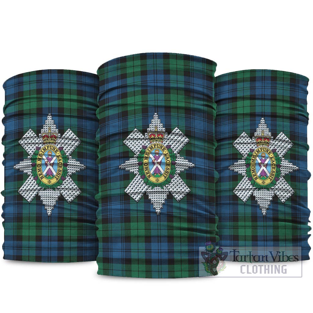 Black Watch Ancient Tartan Neck Gaiters, Tartan Bandanas, Tartan Head Band with Family Crest