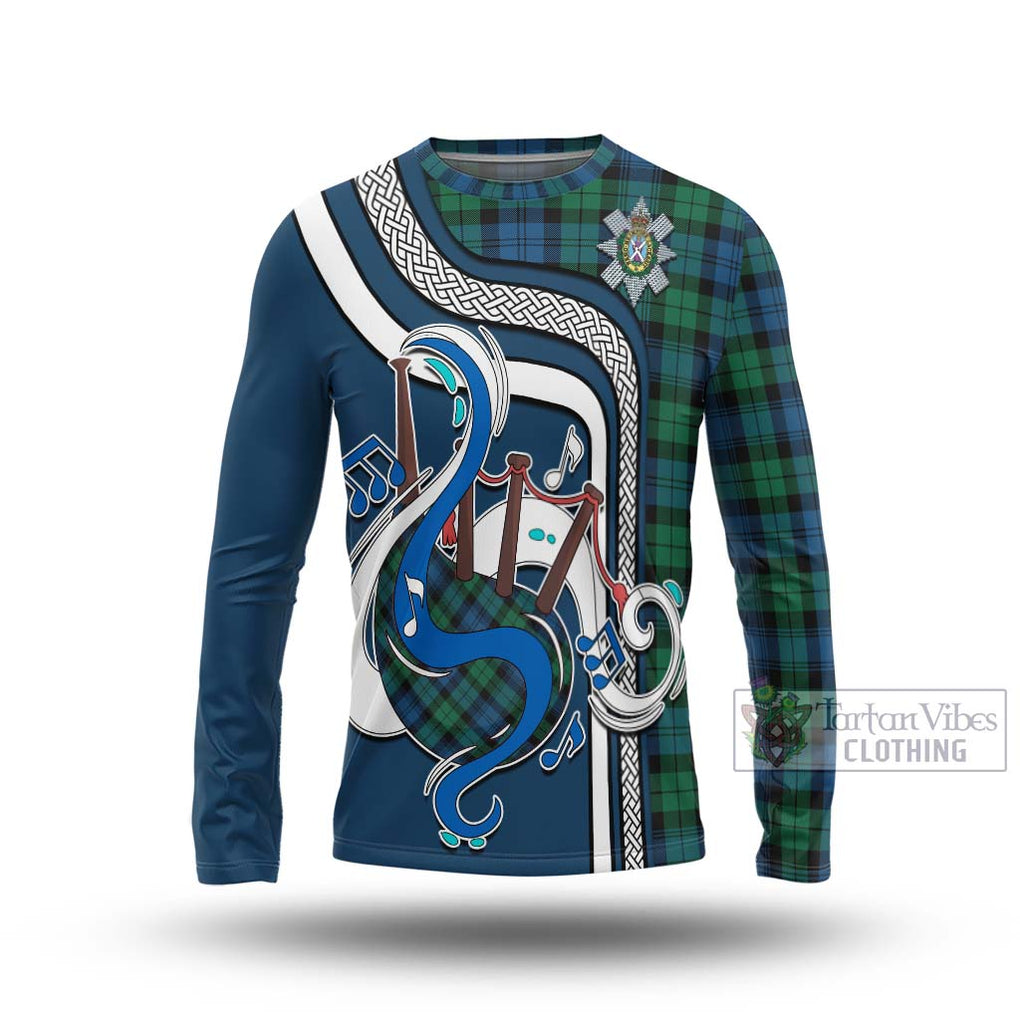 Tartan Vibes Clothing Black Watch Ancient Tartan Long Sleeve T-Shirt with Epic Bagpipe Style