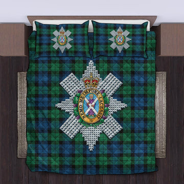 Black Watch Ancient Tartan Quilt Bed Set with Family Crest