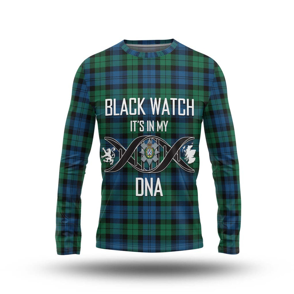 Black Watch Ancient Tartan Long Sleeve T-Shirt with Family Crest DNA In Me Style Unisex - Tartanvibesclothing Shop