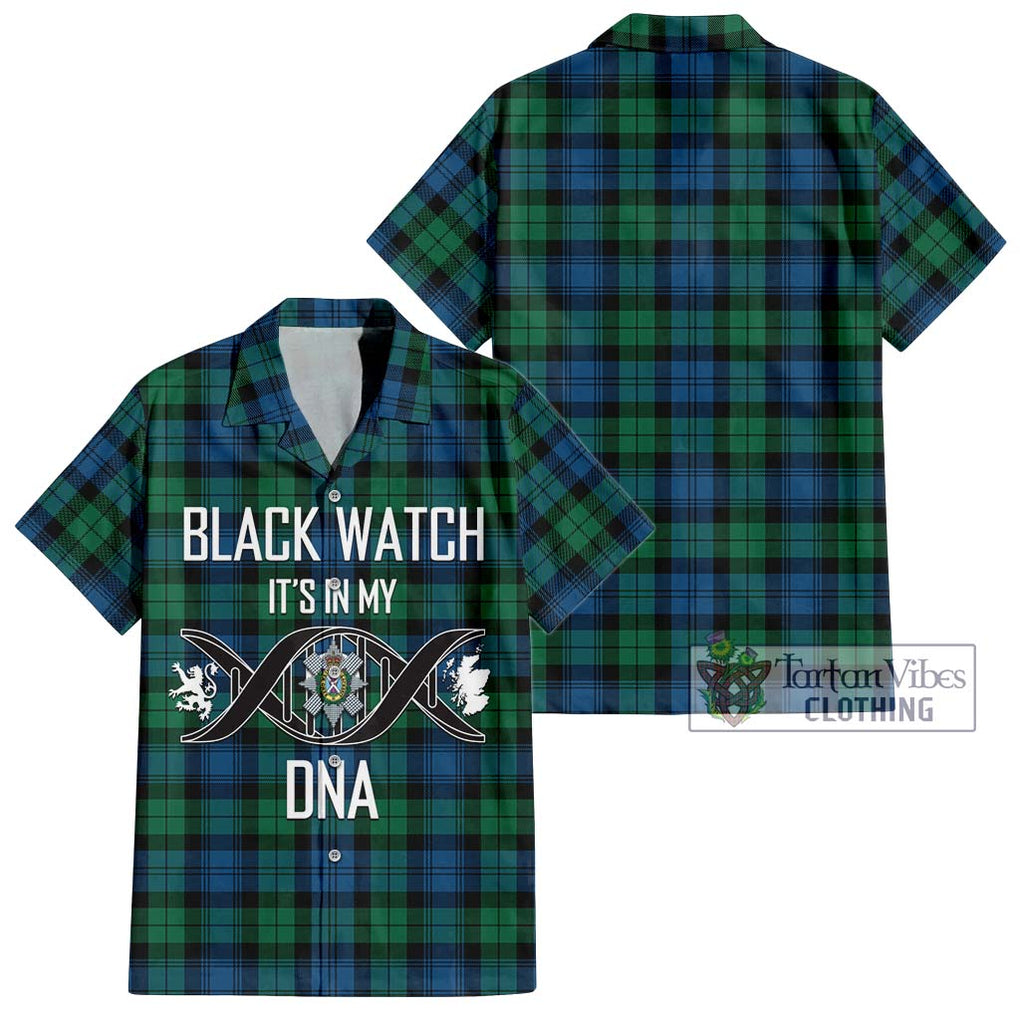 Black Watch Ancient Tartan Short Sleeve Button Shirt with Family Crest DNA In Me Style Kid - Tartanvibesclothing Shop