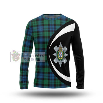 Black Watch Ancient Tartan Long Sleeve T-Shirt with Family Crest Circle Style