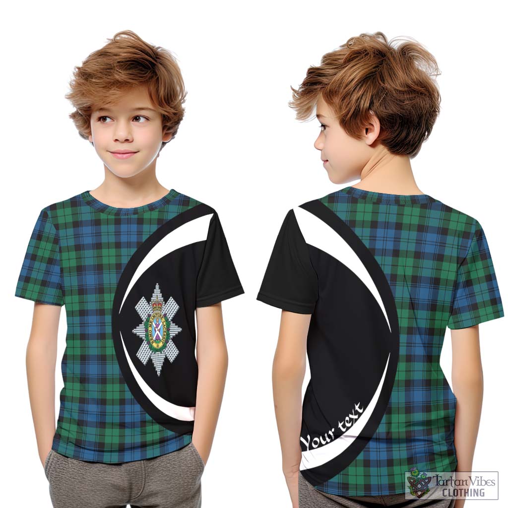 Black Watch Ancient Tartan Kid T-Shirt with Family Crest Circle Style Youth XL Size14 - Tartan Vibes Clothing