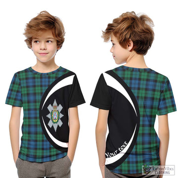 Black Watch Ancient Tartan Kid T-Shirt with Family Crest Circle Style