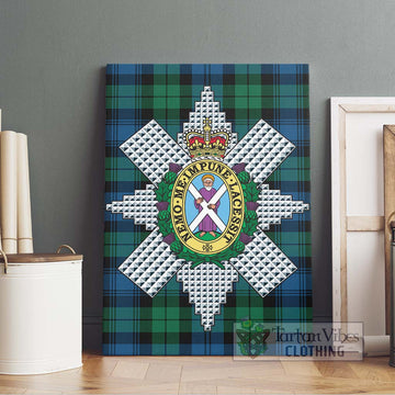 Black Watch Ancient Tartan Canvas Print Wall Art with Family Crest