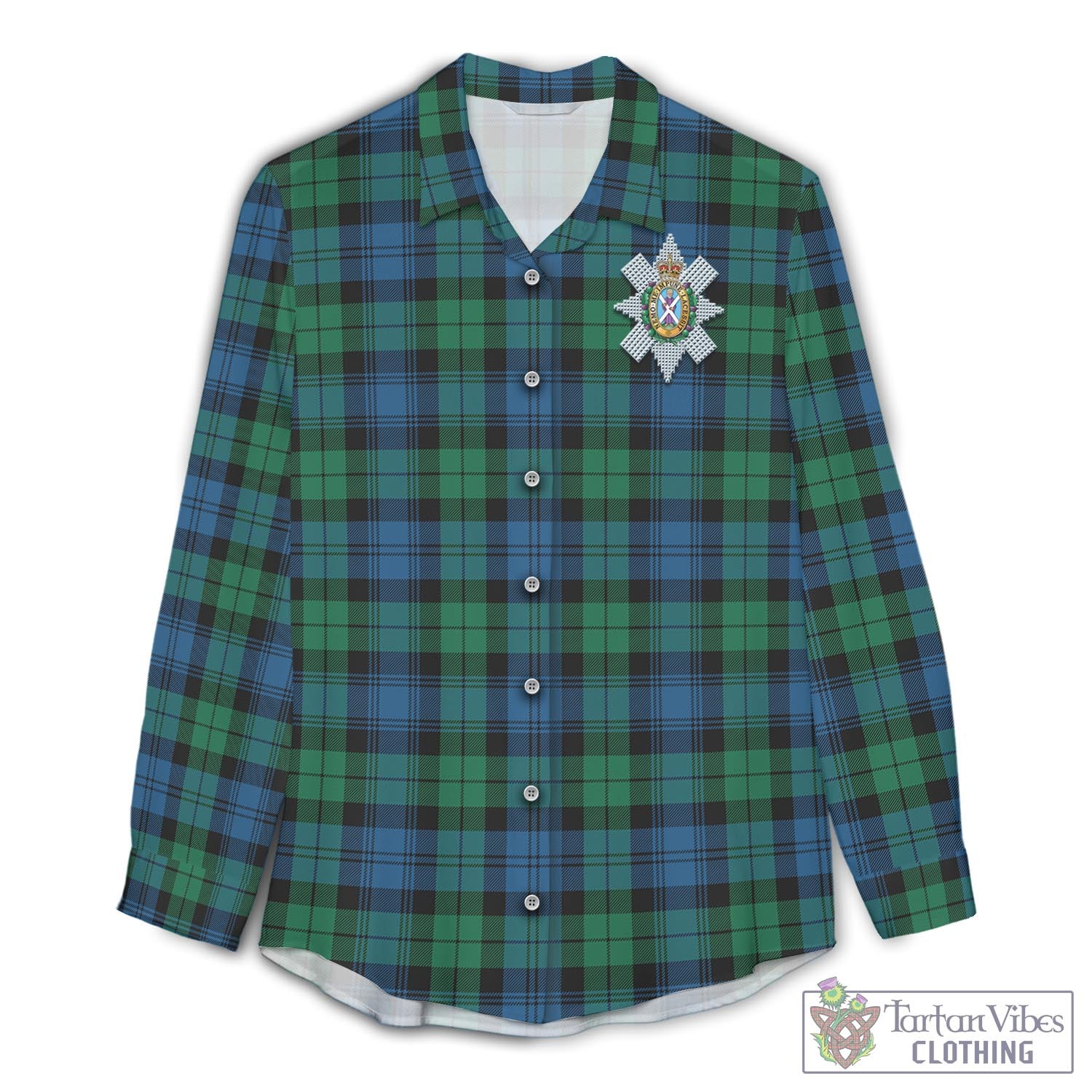 Tartan Vibes Clothing Black Watch Ancient Tartan Womens Casual Shirt with Family Crest