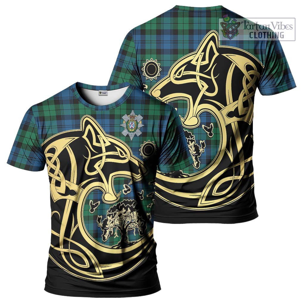 Black Watch Ancient Tartan T-Shirt with Family Crest Celtic Wolf Style Kid's Shirt - Tartan Vibes Clothing