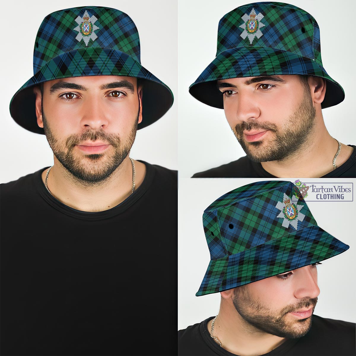 Tartan Vibes Clothing Black Watch Ancient Tartan Bucket Hat with Family Crest