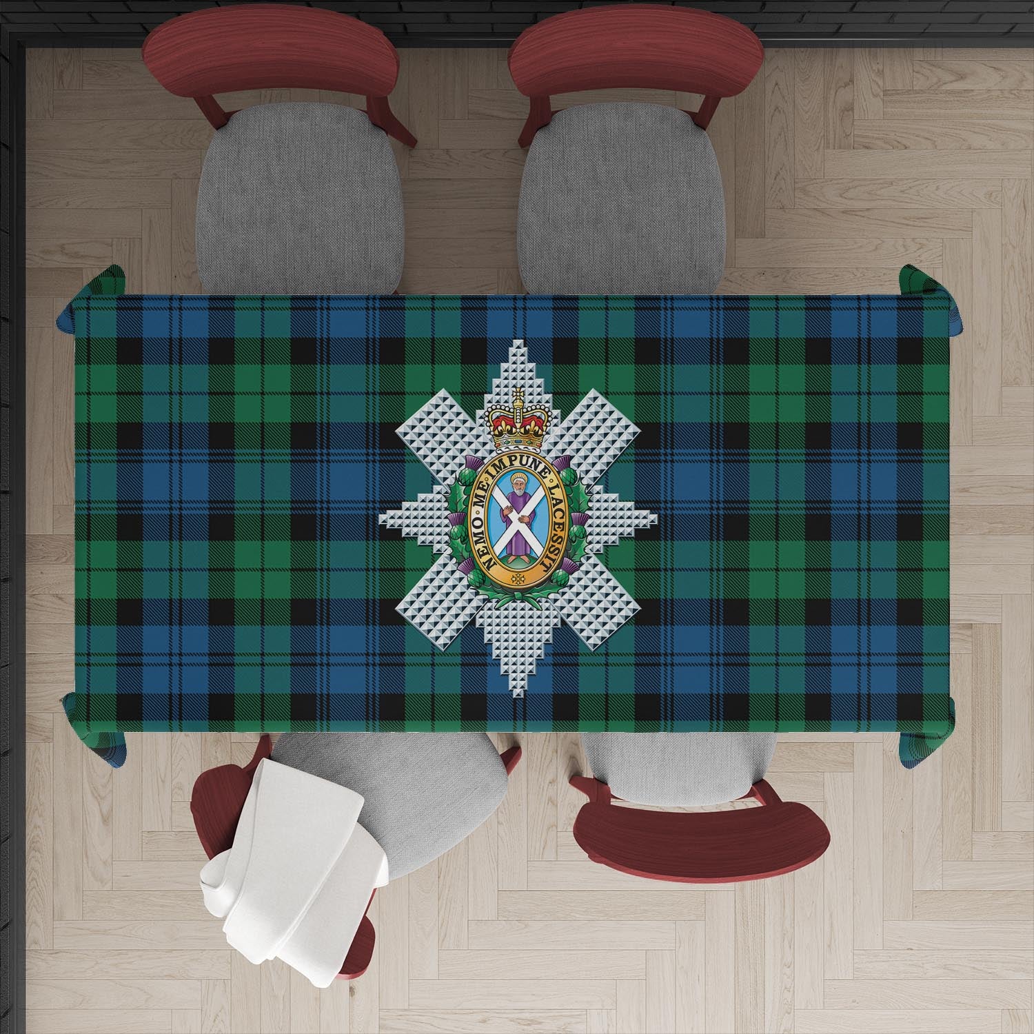 Black Watch Ancient Tatan Tablecloth with Family Crest - Tartanvibesclothing