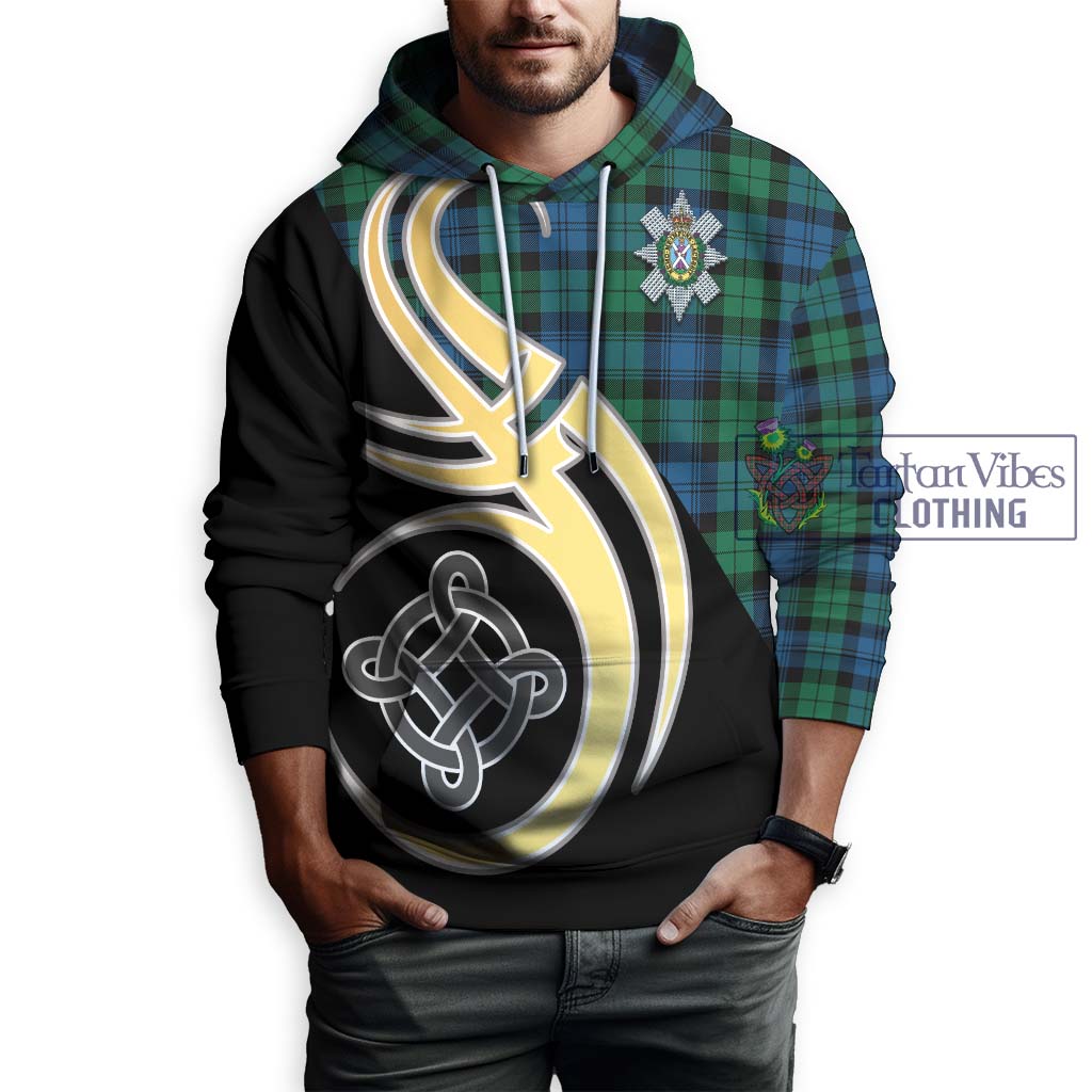 Black Watch Ancient Tartan Hoodie with Family Crest and Celtic Symbol Style Zip Hoodie - Tartan Vibes Clothing