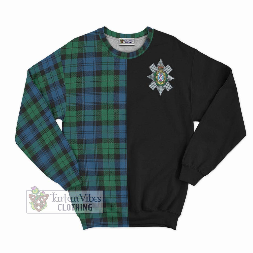 Black Watch Ancient Tartan Sweatshirt with Family Crest and Half Of Me Style - Tartanvibesclothing Shop