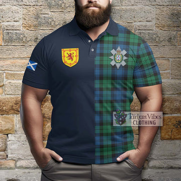 Black Watch Ancient Tartan Polo Shirt with Scottish Lion Royal Arm Half Style