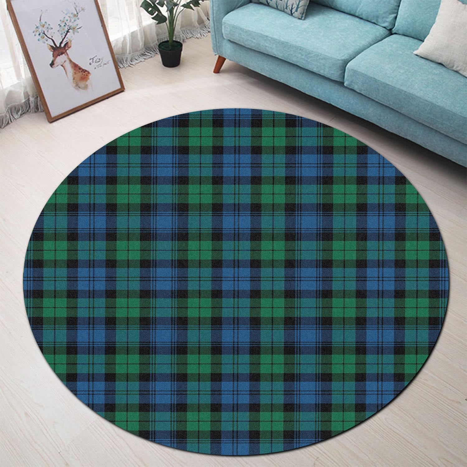 Black Watch Ancient Tartan Round Rug - Tartanvibesclothing