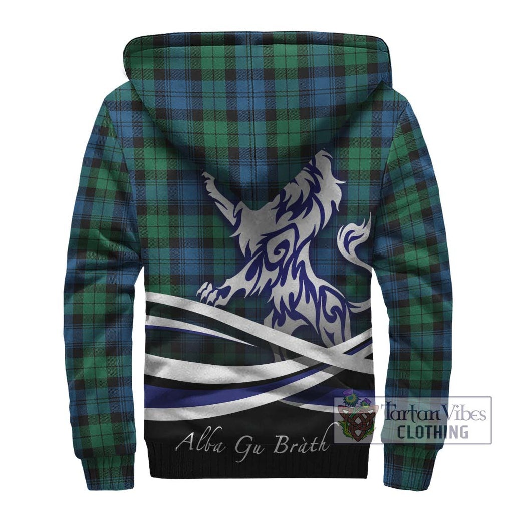 Black Watch Ancient Tartan Sherpa Hoodie with Alba Gu Brath Regal Lion Emblem - Tartanvibesclothing Shop