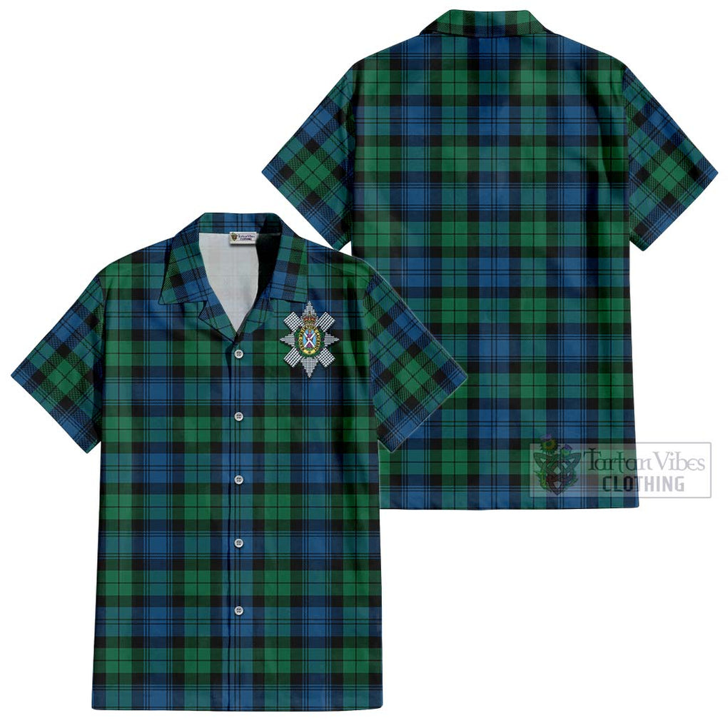 Black Watch Ancient Tartan Cotton Hawaiian Shirt with Family Crest Kid - Tartan Vibes Clothing