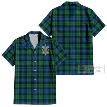 Black Watch Ancient Tartan Cotton Hawaiian Shirt with Family Crest