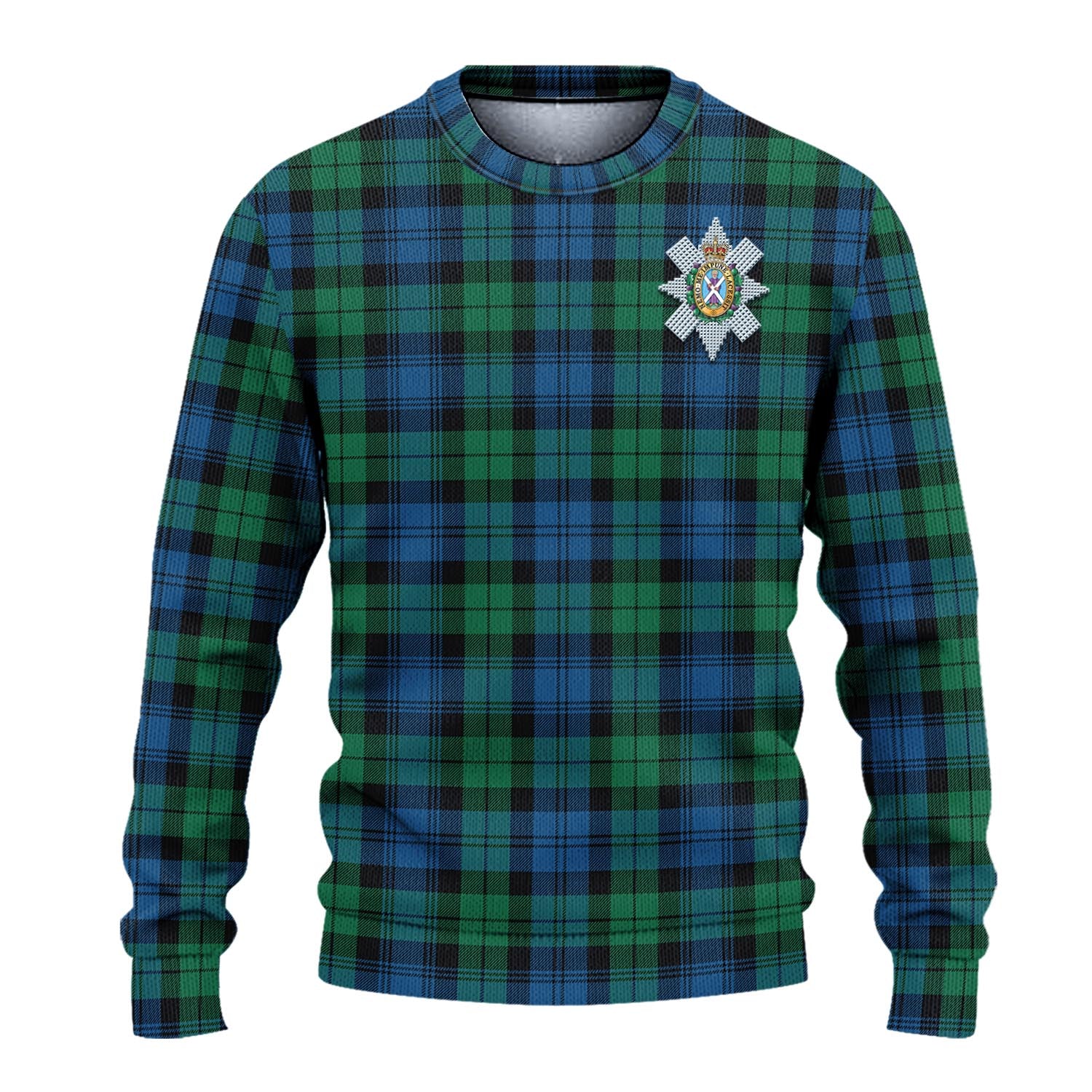 Black Watch Ancient Tartan Knitted Sweater with Family Crest - Tartanvibesclothing