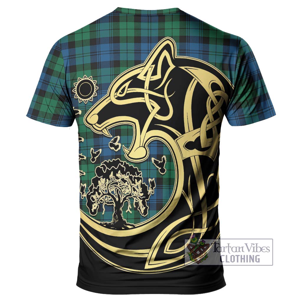 Black Watch Ancient Tartan T-Shirt with Family Crest Celtic Wolf Style - Tartan Vibes Clothing