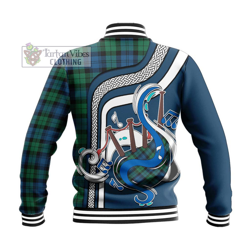 Tartan Vibes Clothing Black Watch Ancient Tartan Baseball Jacket with Epic Bagpipe Style