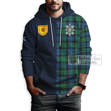 Black Watch Ancient Tartan Hoodie Alba with Scottish Lion Royal Arm Half Style