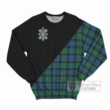 Black Watch Ancient Tartan Sweatshirt with Family Crest and Military Logo Style