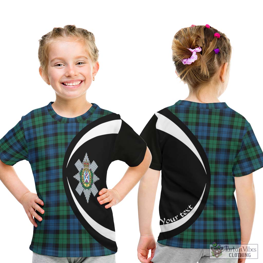 Black Watch Ancient Tartan Kid T-Shirt with Family Crest Circle Style - Tartan Vibes Clothing