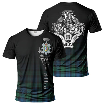 Black Watch Ancient Tartan T-Shirt Featuring Alba Gu Brath Family Crest Celtic Inspired