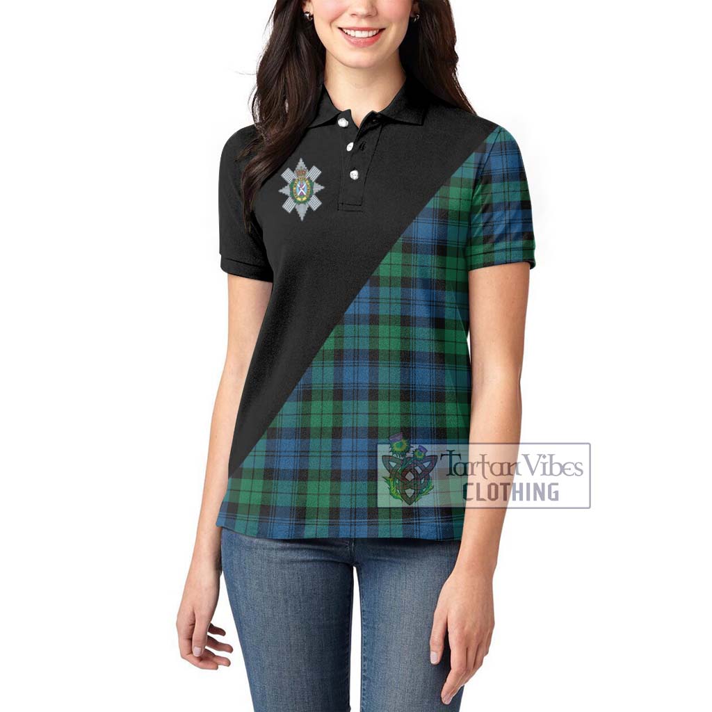 Black Watch Ancient Tartan Women's Polo Shirt with Family Crest and Military Logo Style - Tartanvibesclothing Shop