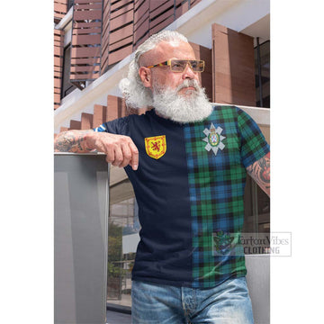 Black Watch Ancient Tartan Cotton T-shirt Alba with Scottish Lion Royal Arm Half Style