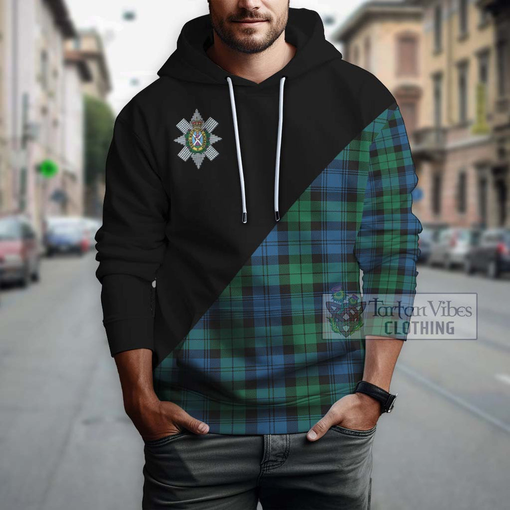 Black Watch Ancient Tartan Hoodie with Family Crest and Military Logo Style - Tartanvibesclothing Shop