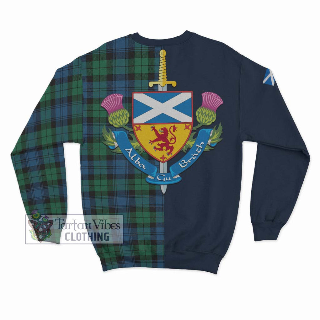 Tartan Vibes Clothing Black Watch Ancient Tartan Sweatshirt with Scottish Lion Royal Arm Half Style