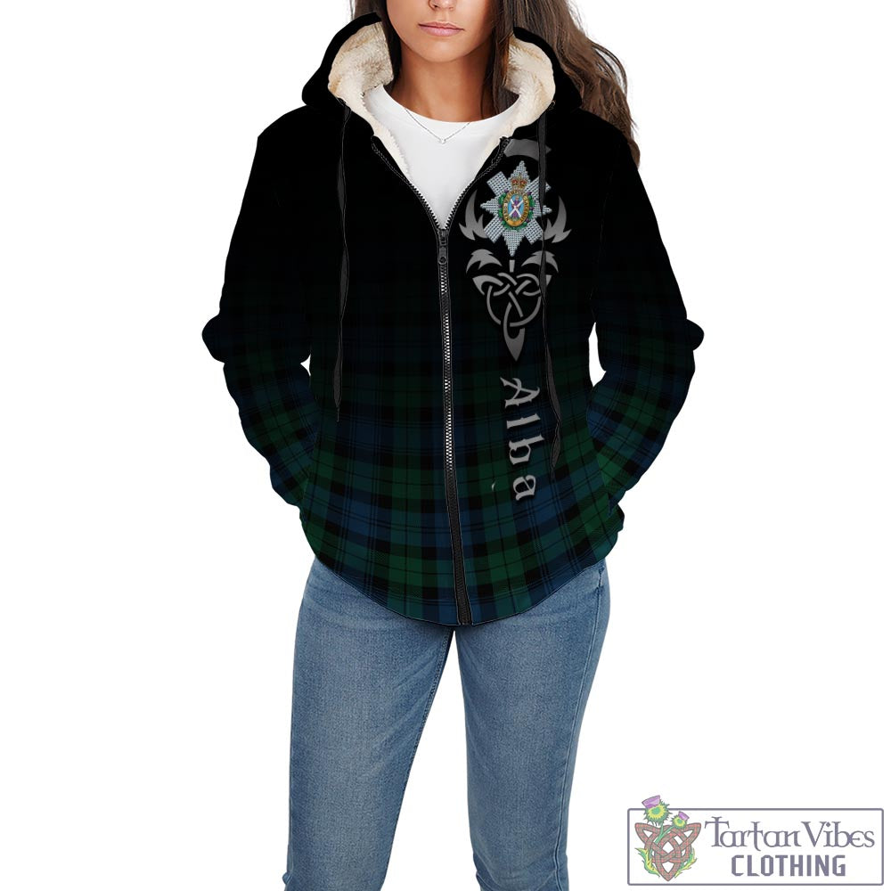 Tartan Vibes Clothing Black Watch Ancient Tartan Sherpa Hoodie Featuring Alba Gu Brath Family Crest Celtic Inspired