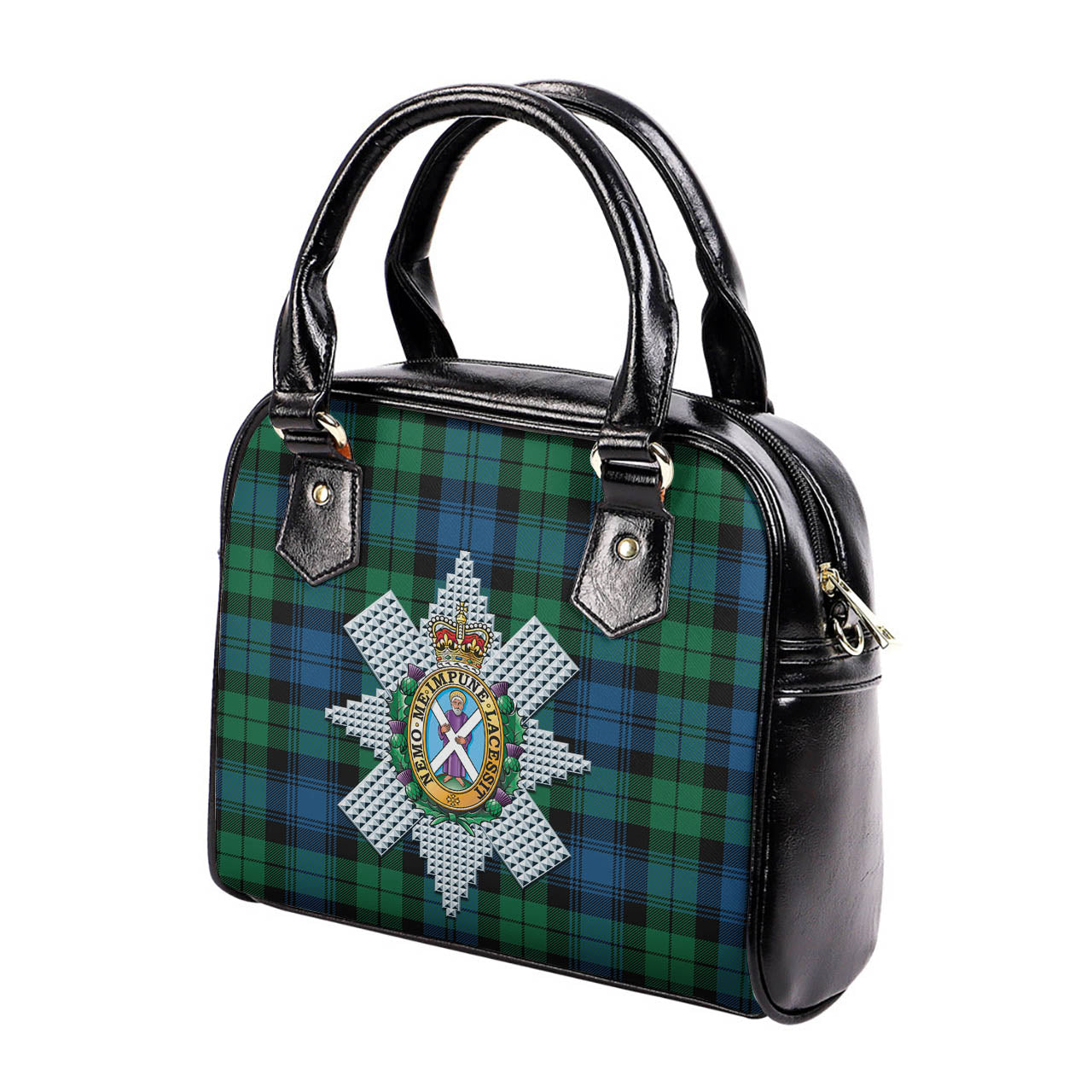 Black Watch Ancient Tartan Shoulder Handbags with Family Crest - Tartanvibesclothing