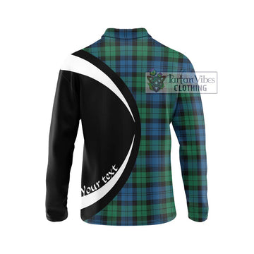 Black Watch Ancient Tartan Long Sleeve Polo Shirt with Family Crest Circle Style